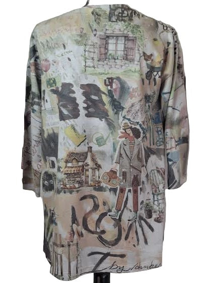 Top Pullover Community Garden  3/4 Sleeve Crew Neck Women's T1560fm