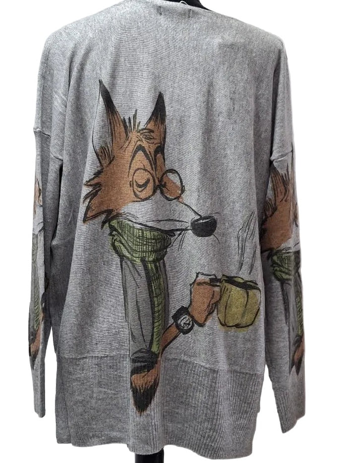 Shana-Sweater Pullover Whimsical Fox Wool Blended Long Sleeve Scoop Neck&nbsp; Women's 26771