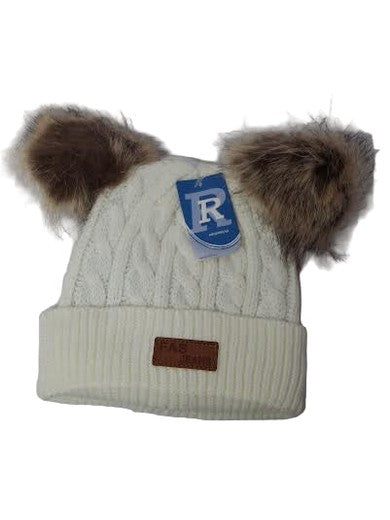 Children's Beanie Hat 2 Pom Pom Knit&nbsp; 6 Colors Wn5111