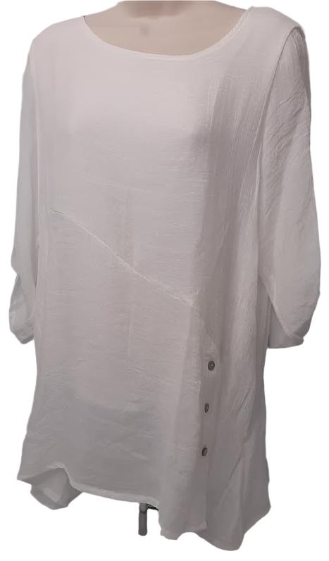 Top-Pullover-Sheer White-1/2 Sleeve-Women's-231563 