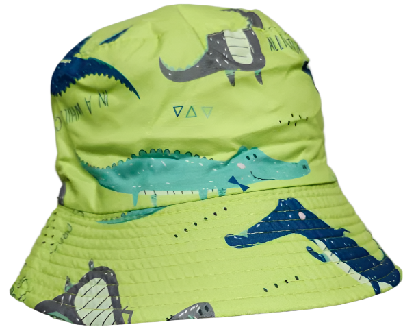 Bucket/Sun Hat With Chin Strap Wide Brim Children's 2-7yr Green Crocodile scbhgc 