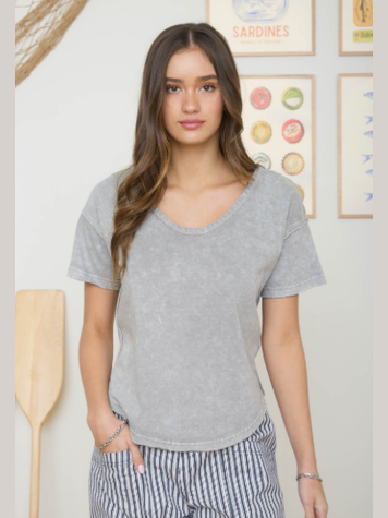 JOA-Shirt Pullover Grey Knit Short Sleeve J5FP1005T1G