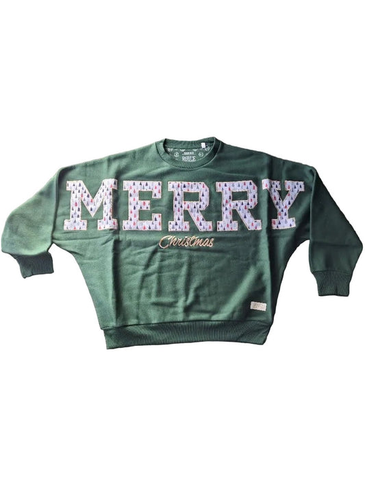 Sweatshirt Green Merry Christmas  Spruce Flannigan Oversized  Women's RDG65999SFN