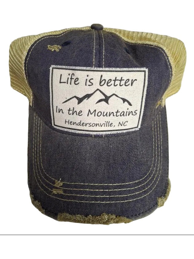 Baseball Hat Denim Blue Hendersonville Life Is Better VLHDBH