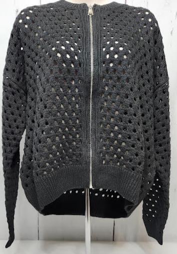 Cardigan Zipper Front Open Knit Black Women's sw11355b 