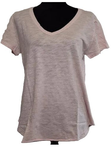 Tee Shirt Rosewater V-Neck  Curved Hem Short Sleeve 41g-95743