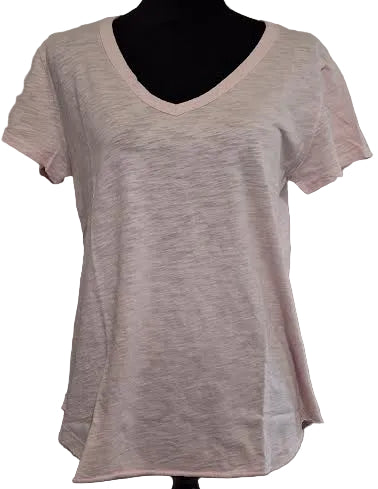 Tee Shirt Rosewater V-Neck  Curved Hem Short Sleeve 41g-95743