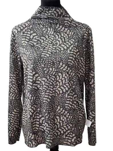 Shirt Reversible Mock Neck Lavender Long Sleeve Multi Colored Women's tt11929
