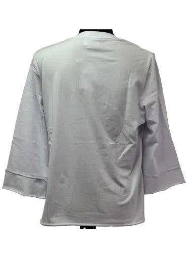 Shirt Pullover White 3/4 Sleeve Button Laced 1 Pocket Women's 1627-Wt