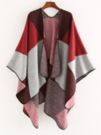 Shawl/Cape Women's Super Soft Warm Red/Grey/Maroon Rtrgblas 