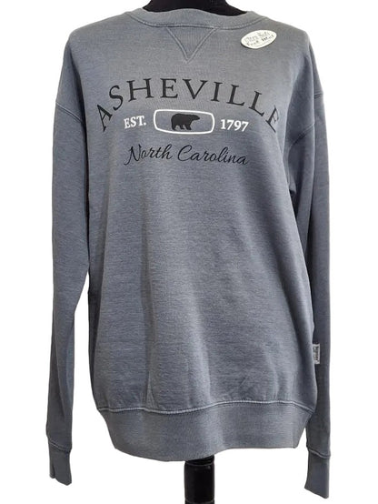 Sweatshirt Sky Blue Screen Print Asheville Est North Carolina Burn Wash BPSSASB