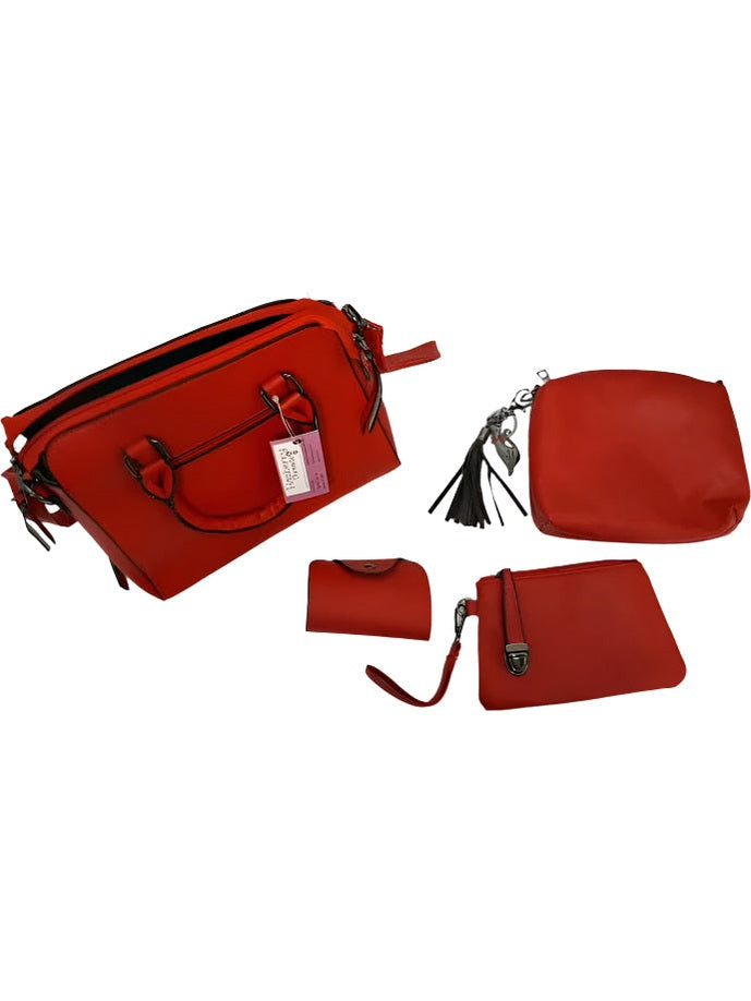 Handbag Faux Leather Red-3-Piece - 9.5x10" 669214x 