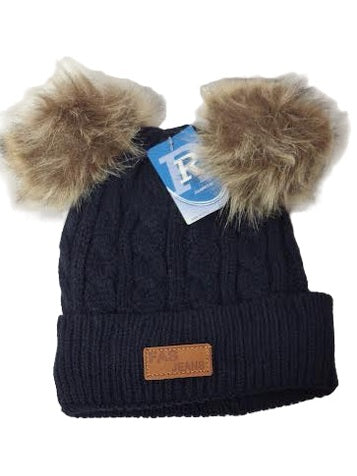 Children's Beanie Hat 2 Pom Pom Knit&nbsp; 6 Colors Wn5111