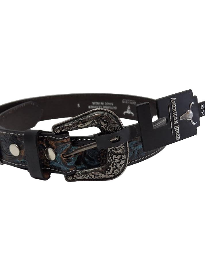 Belt  Black/Turquoise  Leather Women's  Leather American Bison  Abb14-2622