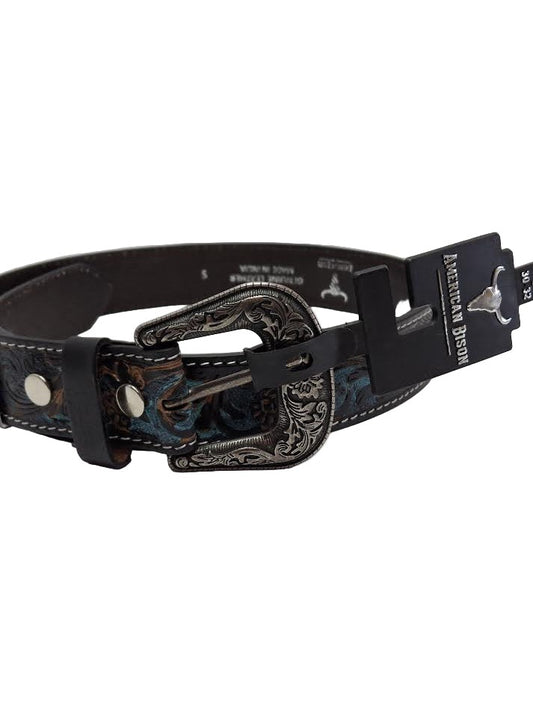 Belt  Black/Turquoise  Leather Women's  Leather American Bison  Abb14-2622