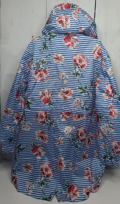 Raincoat - Blue Stripe Floral 