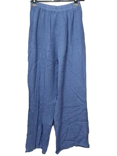 Pants Ocean Blue Linen 2 Pocket 4 Button Leg Women's One Size 99771