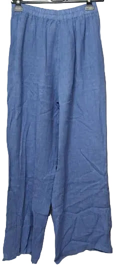 Pants Ocean Blue Linen 2 Pocket 4 Button Leg Women's One Size 99771