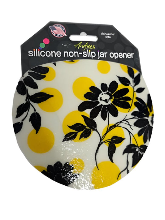 Jar Opener - Yellow Dots / Black Flowers 49 