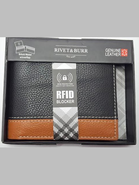 Wallet Bifold Black/Tan Leather Rbmw24