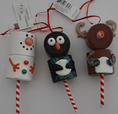 Christmas-Marshmellow Men Ornament-White,Brown ,Black 