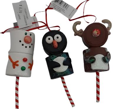 Christmas-Marshmellow Men Ornament-White,Brown ,Black 