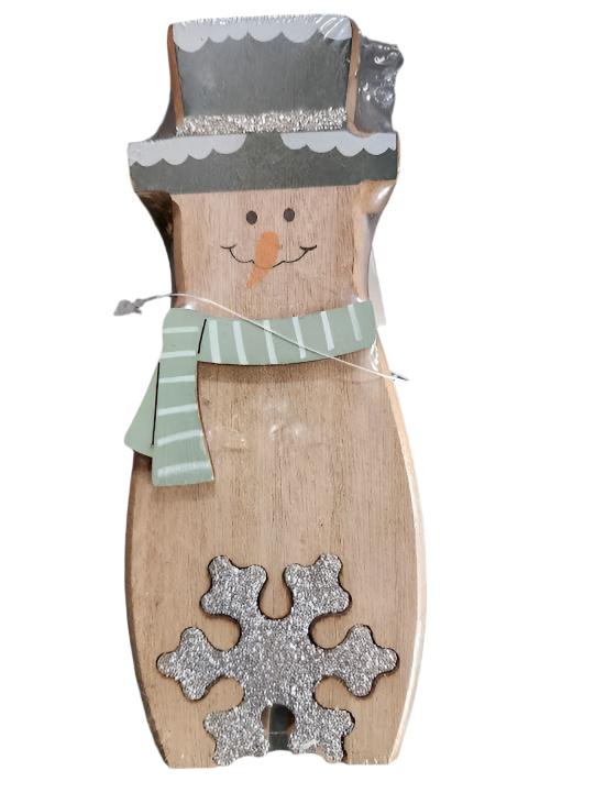 Ornament Wooden Christmas Snowman 3x6.75" 3482 