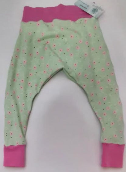 Harem Pants Legging Green/Pink Flower Baby 12-18 Month BFpgf51218 