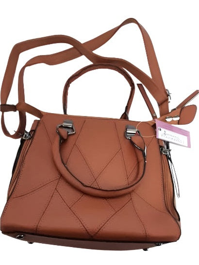 Handbag Faux Leather Brown-3-Piece- 9.5x10" 