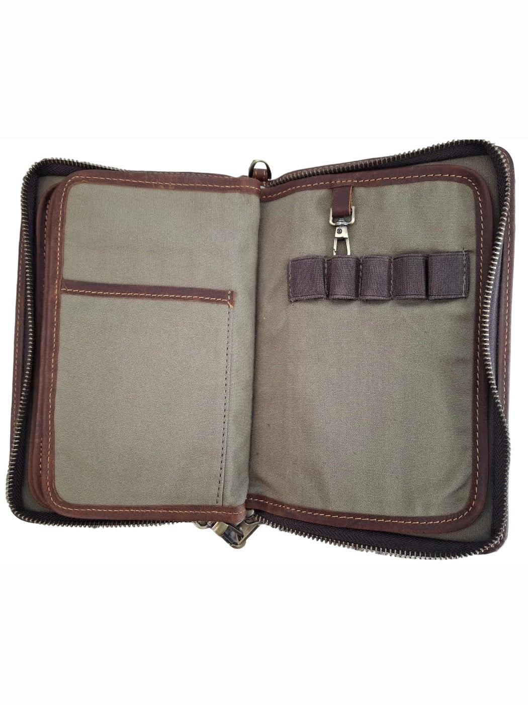 RT-Leather Organizer Brown 4 Leaf Zipper Closure RTBLO