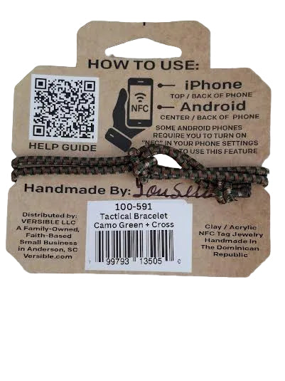Bracelet Tap To Pray Camo Green /Cross Tactical Survivor Series 100-591