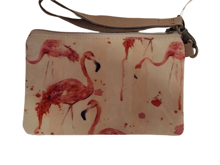 Wristlet Flamingo Beige/Red Canvas 5x8" 901070 