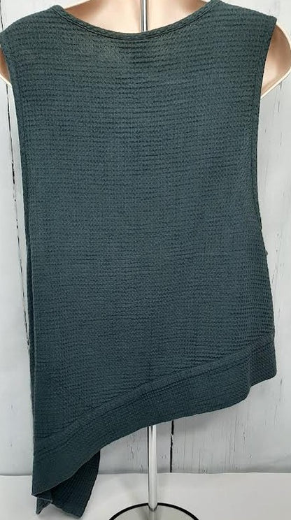 Women's Aqua Blue- Vest Asymetric-Embroidered 