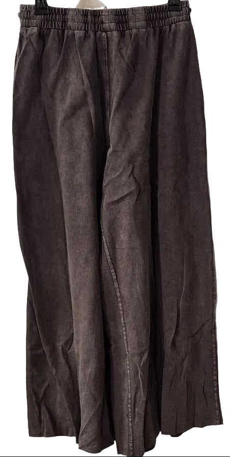 Pants Chocolate BrownTerry Knit Draw String Wide Leg 2 Pocket Women's Eb40128CB