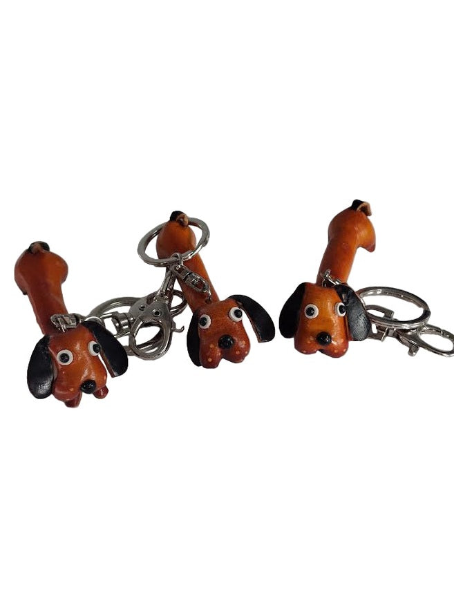 Key Chain Orange Weiner Dog Leather KC4078