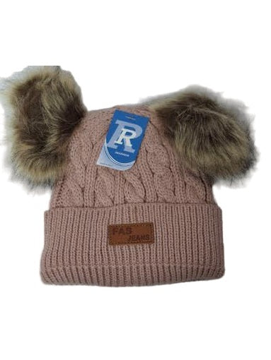 Children's Beanie Hat 2 Pom Pom Knit&nbsp; 6 Colors Wn5111