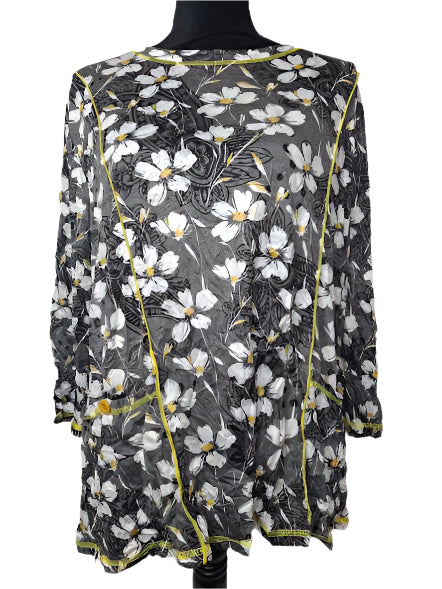 Shirt Pullover Crinkle Long Sleeve 2Pocket Mustard Multi Colored Women's 25600M