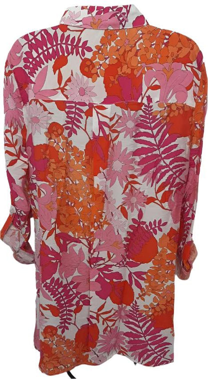 Shirt-Button Front-Pink Floral-Women's-M23312bm 