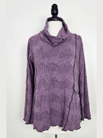 Tunic Wavy Plum Long Sleeve Cowl Neck Women's 816