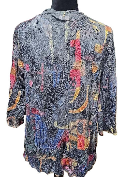 Shirt Crinkle Dot Pocket Top  LI 25605  25606 Multi