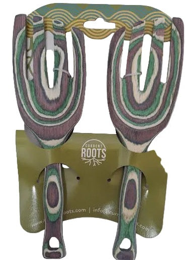 Salad Hands Large 9" 1pr Wooden Mystic 30397