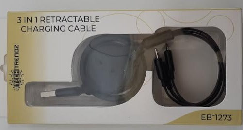 3 in 1 Retractable Charging Cable-3.5FT 