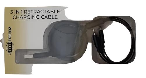 3 in 1 Retractable Charging Cable-3.5FT 