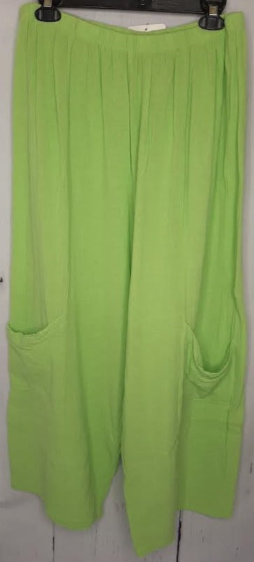 Pants-Gauze-2Pkt-2 Pocket-Lime Green-Women-080 