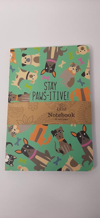 Stay Paws-itive!-Dog-80 Page Lined  Notebook-ka-3023-22 