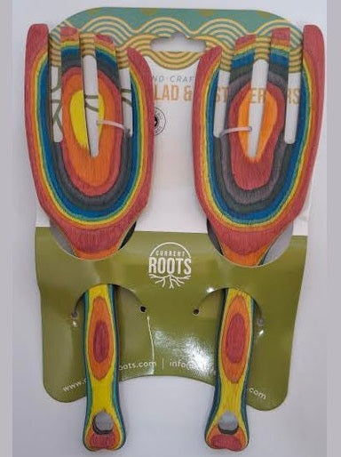 Salad Hands Large 9" 1pr Wooden Fusion 30339