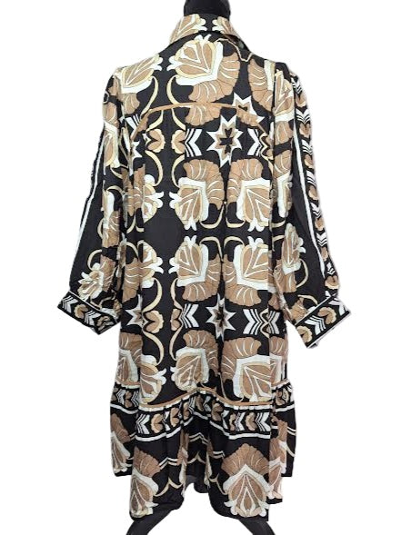 Dress Lined 2 Pocket Collared Black Mix ﻿Women's c5568