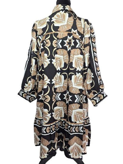 Dress Lined 2 Pocket Collared Black Mix ﻿Women's c5568