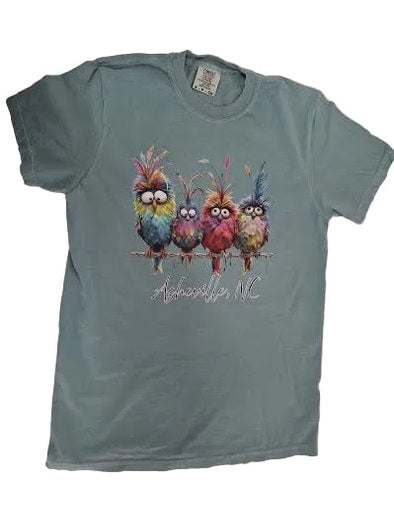  T-Shirt Green Funky Birds Asheville &nbsp;RTTSFBG