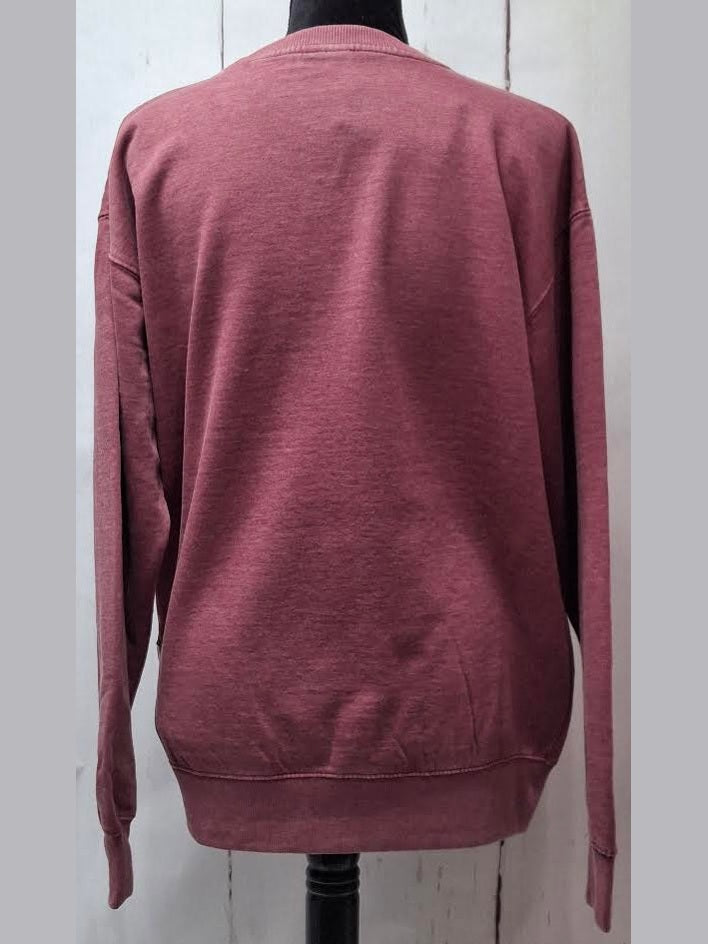 Sweatshirt Burgundy Screen Print Hendersonville North Carolina Burn Wash BPSSHB